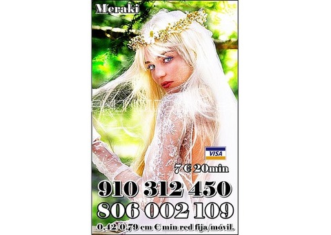 Videncia Pura y Tarot telefónico visa las 24 horas 5 € 15 min. 9€ 30min. 910 312 450